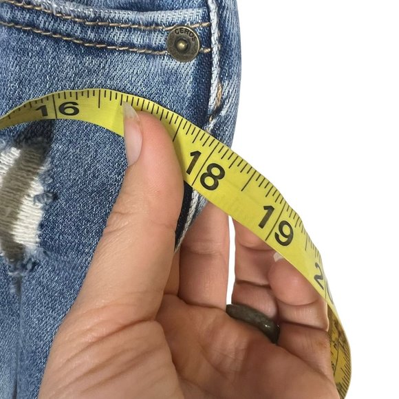 Shop Stevie Chicago Distressed Mid Rise Light Wash Jeans 11 - Picture 9 of 9